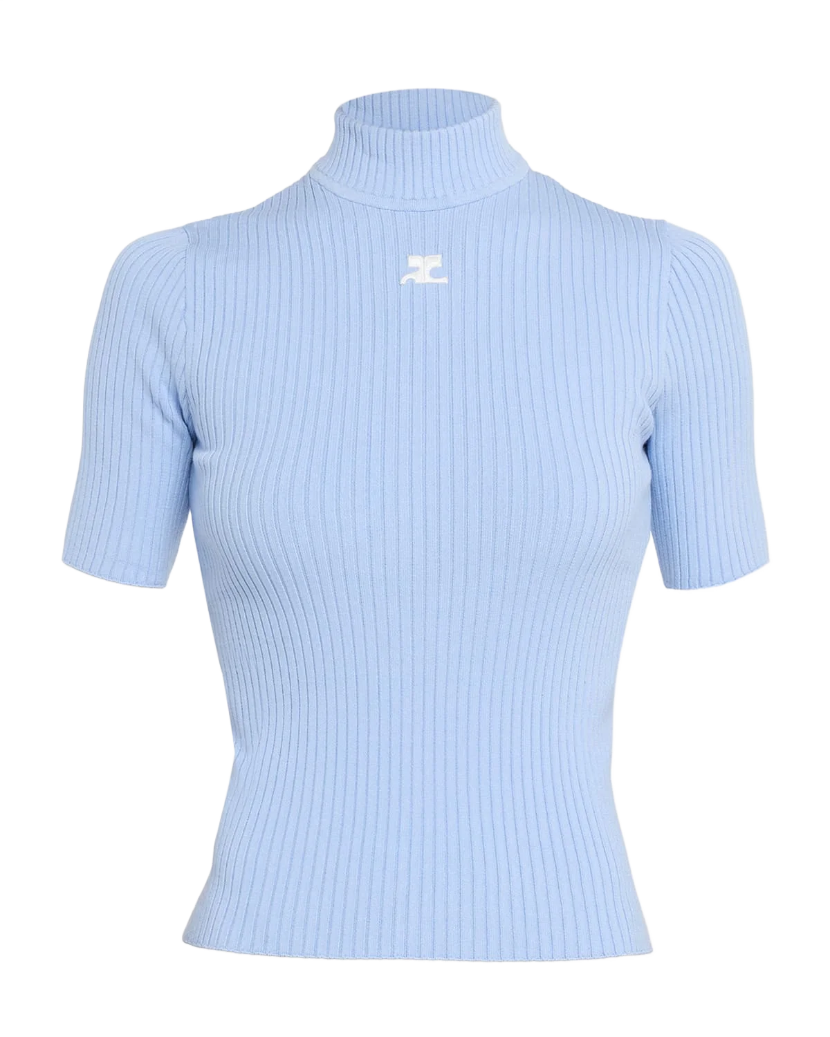 COURRÈGES 모크넥 반팔 리브 풀오버