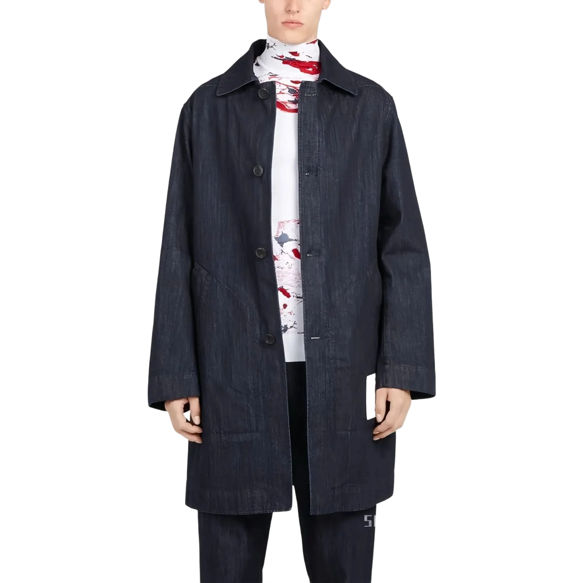 SALVATORE FERRAGAMO 데님 버튼 코트