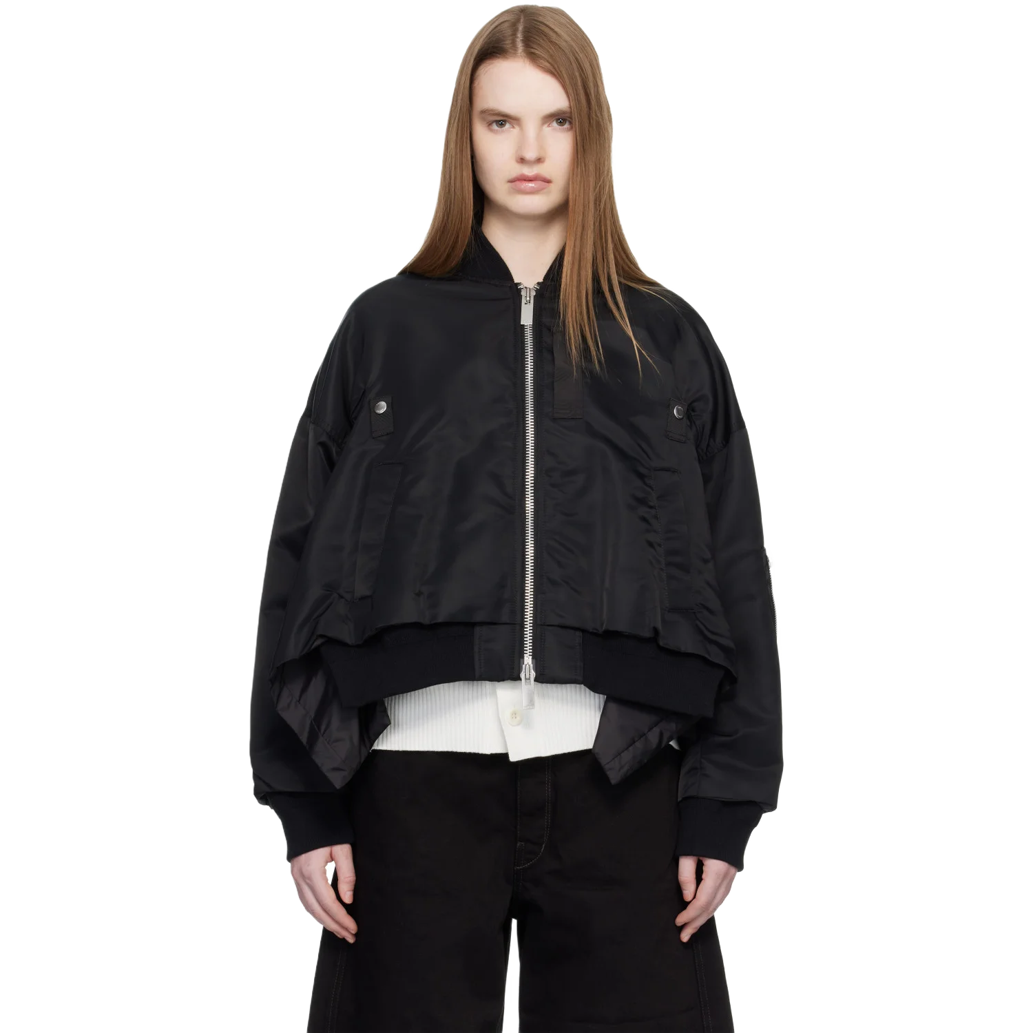 SACAI 나일론 트윌 봄버 자켓