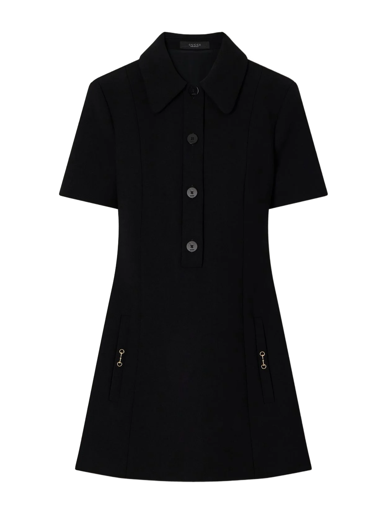 GUCCI 호스빗 장식 울 크레이프 미니 원피스