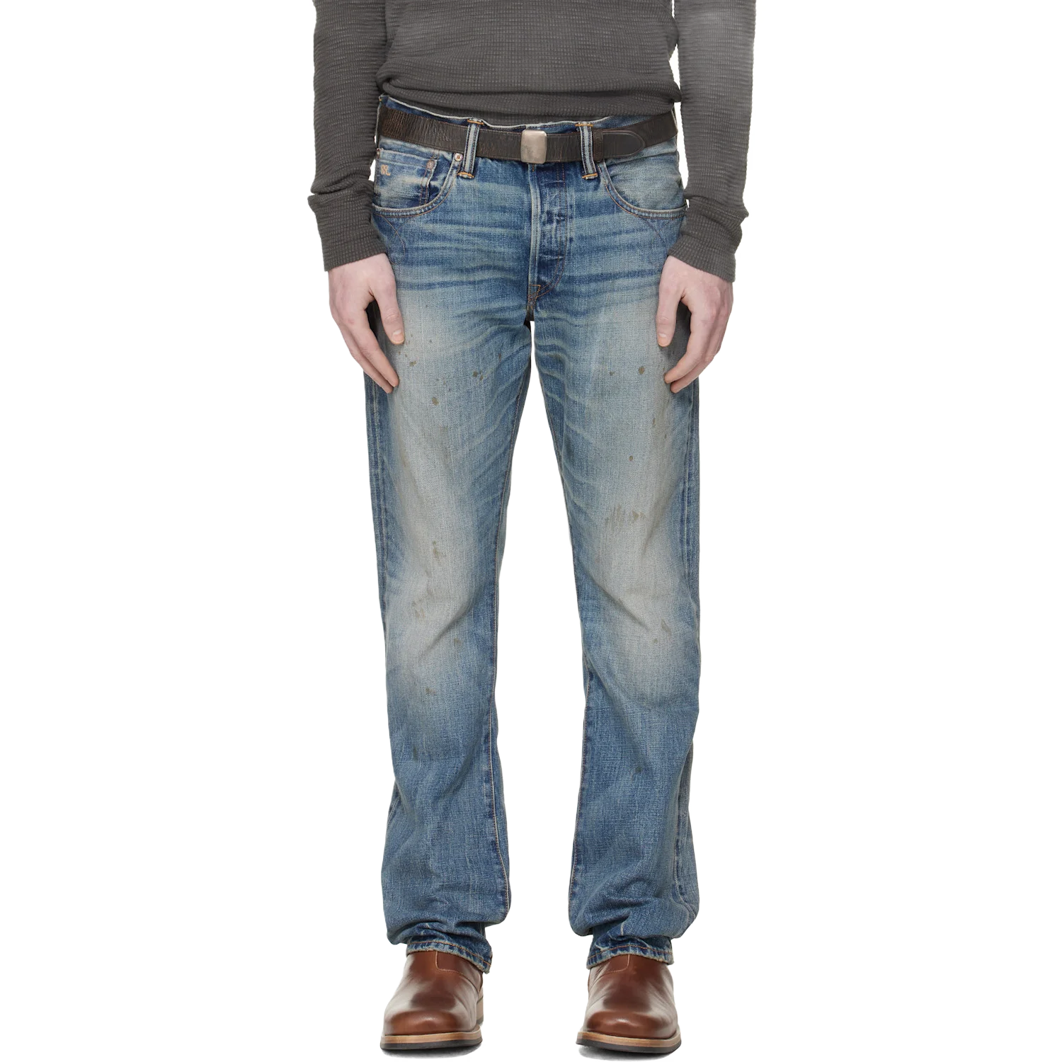 RRL 블루 슬림 부츠 브라이어필드 셀비지 진