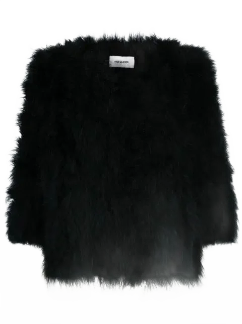 YVES SALOMON single-breasted feather jacket