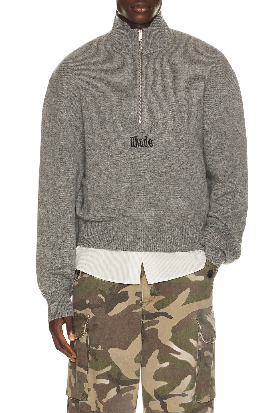 Rhude 쿼터 집업 니트 탑