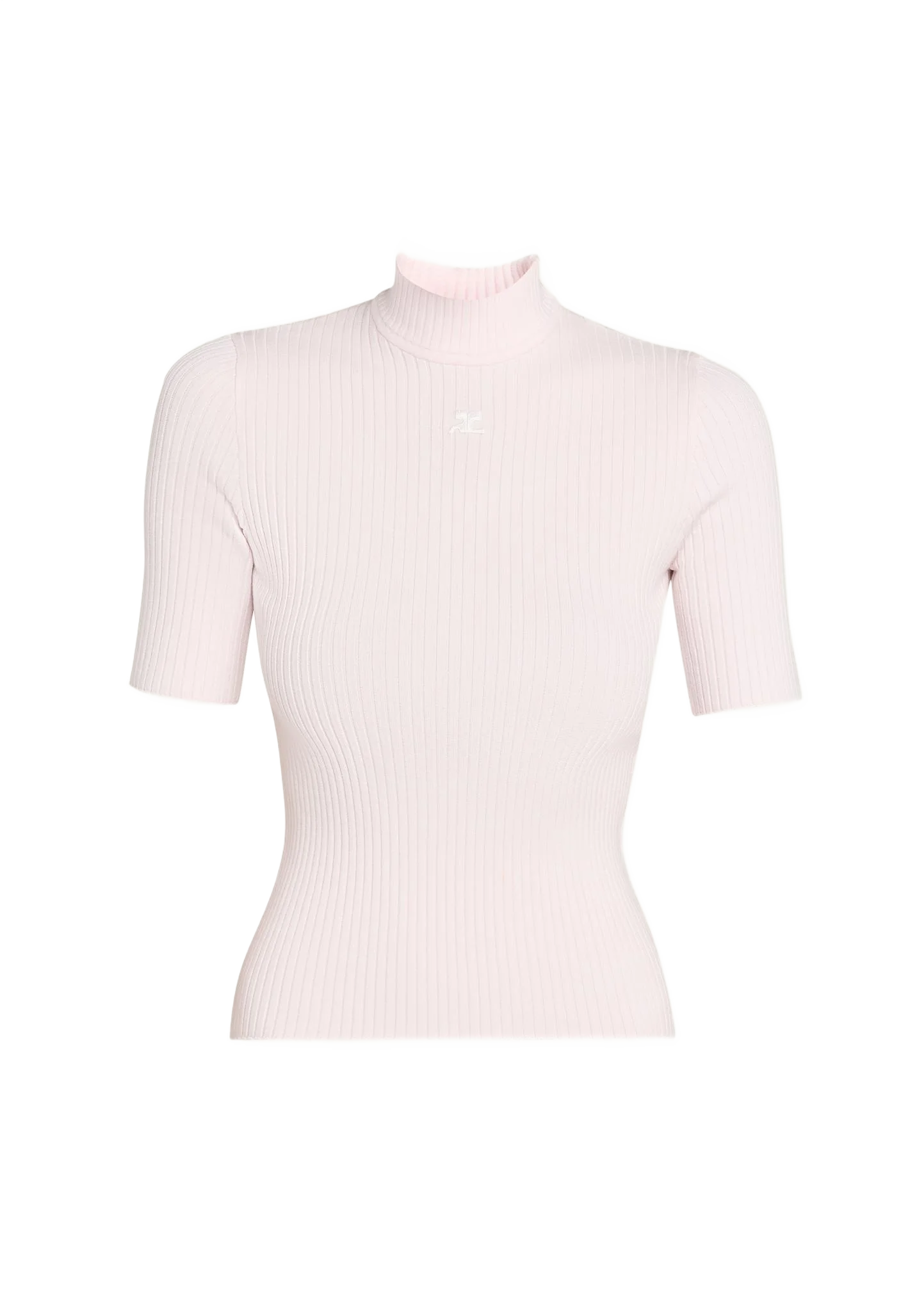 COURRÈGES 모크넥 반팔 리브 풀오버