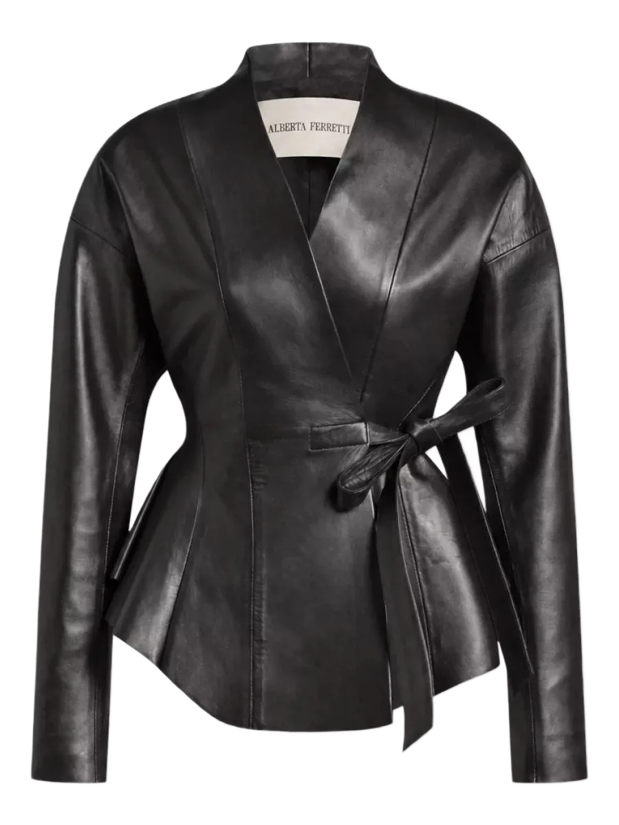 ALBERTA FERRETTI 가죽 싱글 브레스트 코트