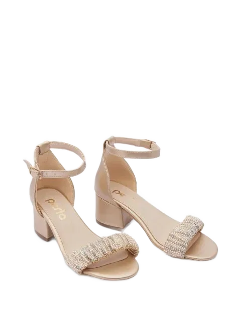La Perla Kids 라인스톤 장식 주름 샌들