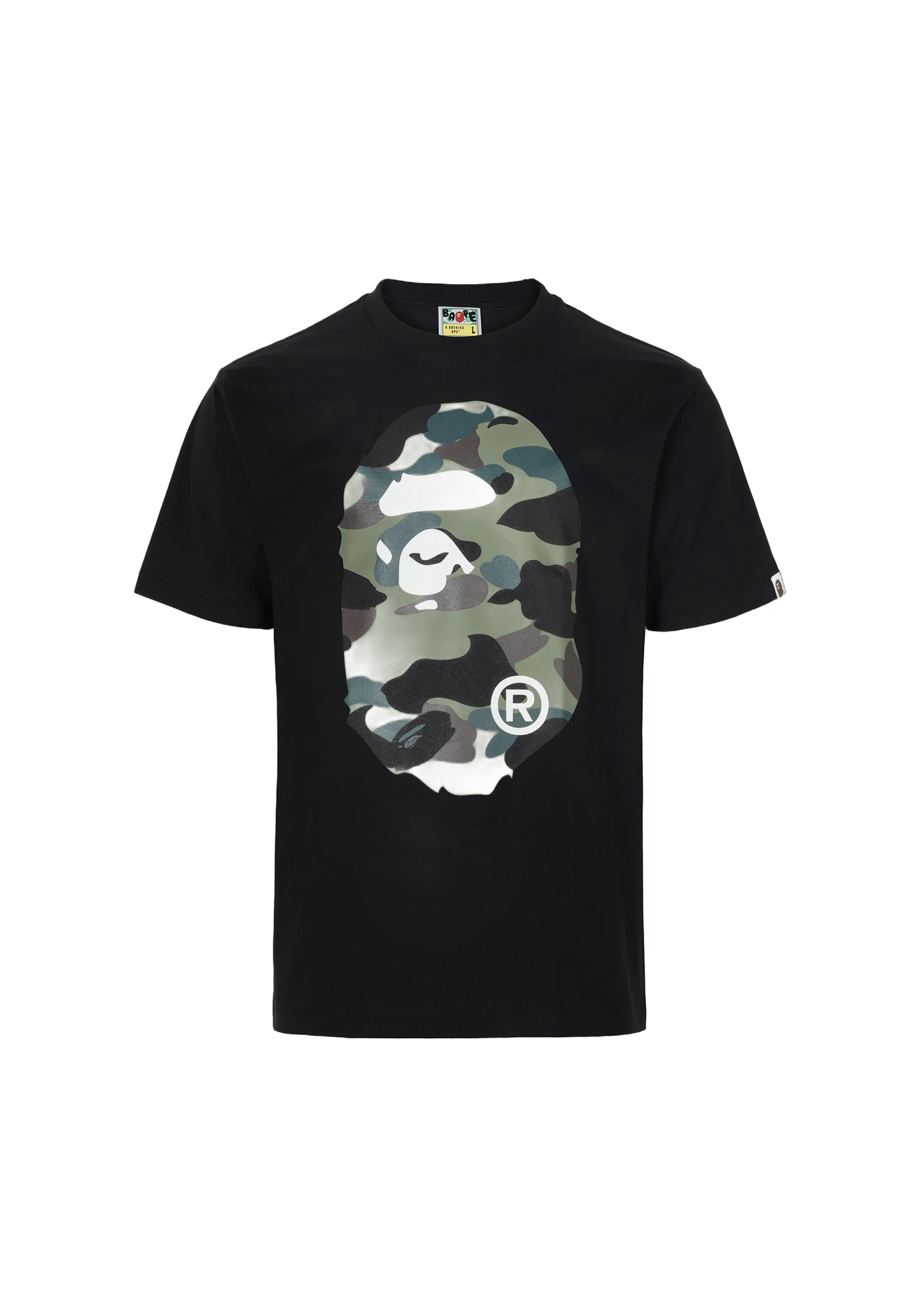 Bape 베이프 블랙 그린 1ST 카모 빅 에이프 헤드 티셔츠 001TEM301015M BLACK GREEN
