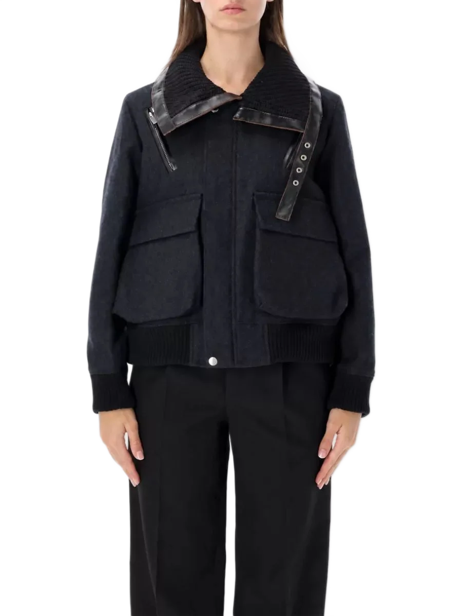SACAI 울 헤링본 퍼프 자켓
