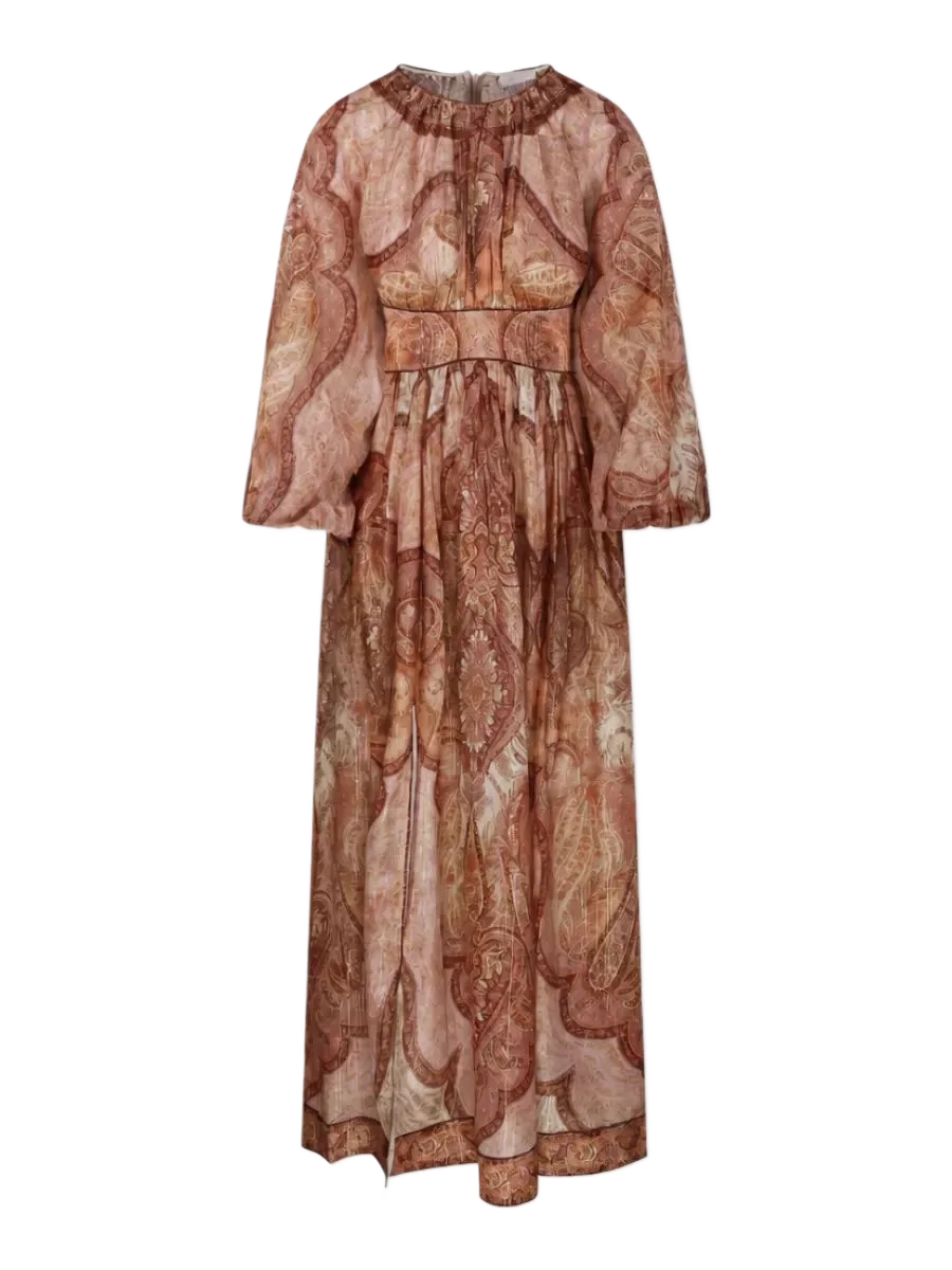 ZIMMERMANN 실크 롱 슬리브 맥시 드레스