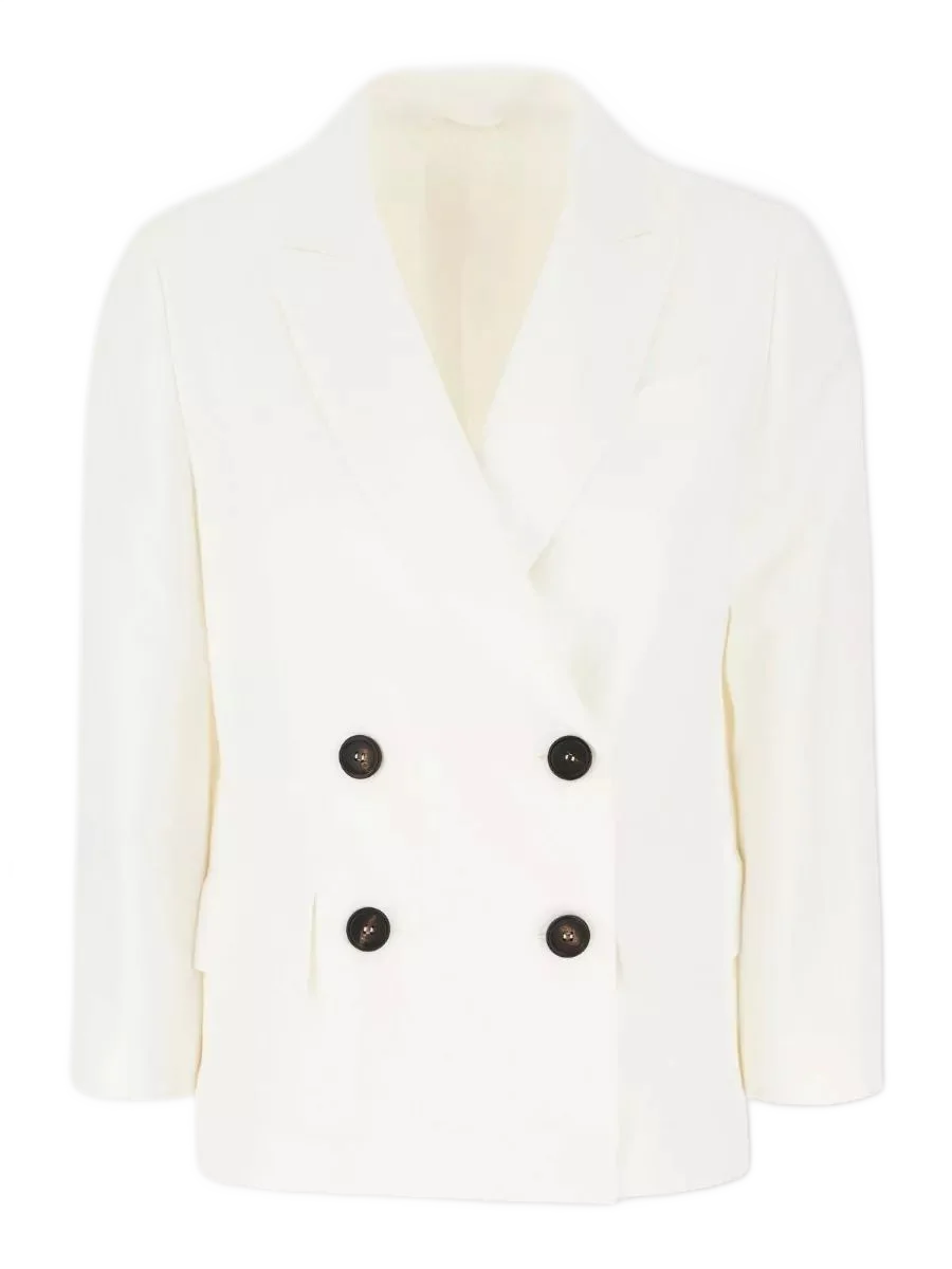 BRUNELLO CUCINELLI 저지 블레이저 구조화된 어깨 버튼 디테일