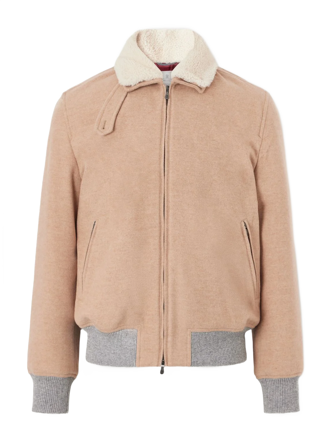 BRUNELLO CUCINELLI 시어링 트리밍 캐시미어 봄버 자켓