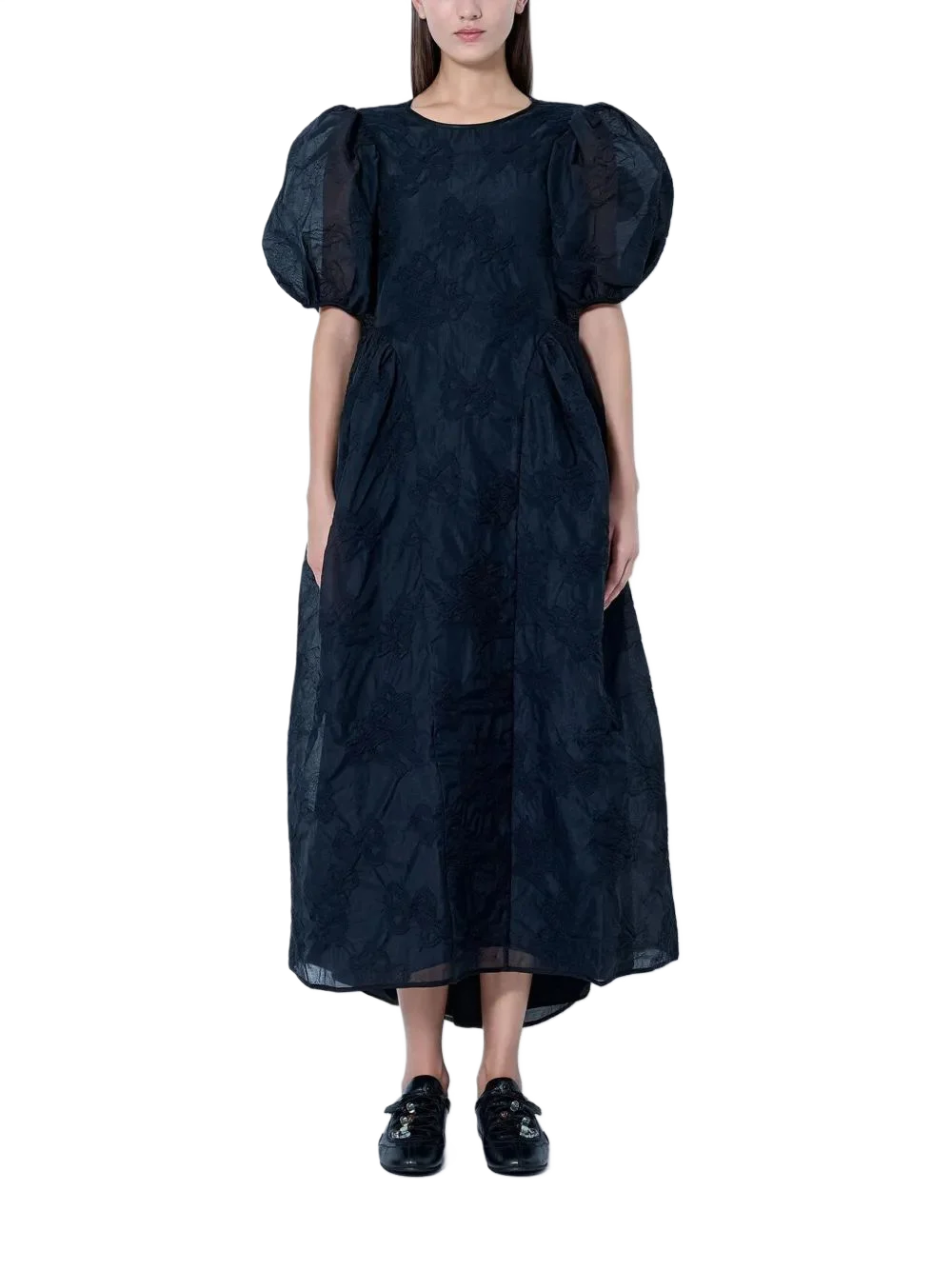 Cecilie bahnsen 울라니 퍼프 슬리브 미디 원피스