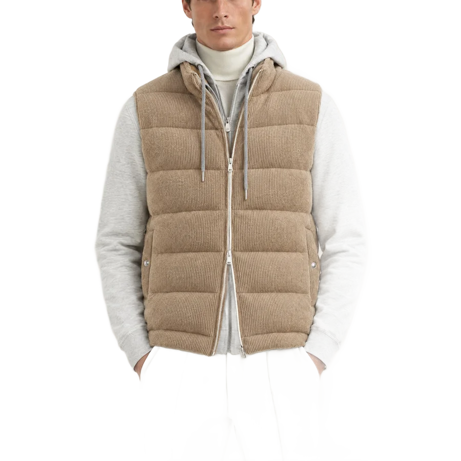 BRUNELLO CUCINELLI 남성 브라운 울 패딩 자켓