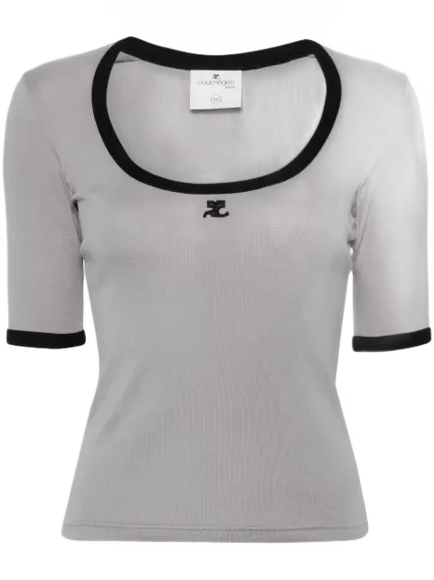 COURRÈGES 홀리스틱 콘트라스트 코튼 티셔츠