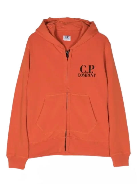 C.P. Company Kids 로고 프린트 집업 후드티