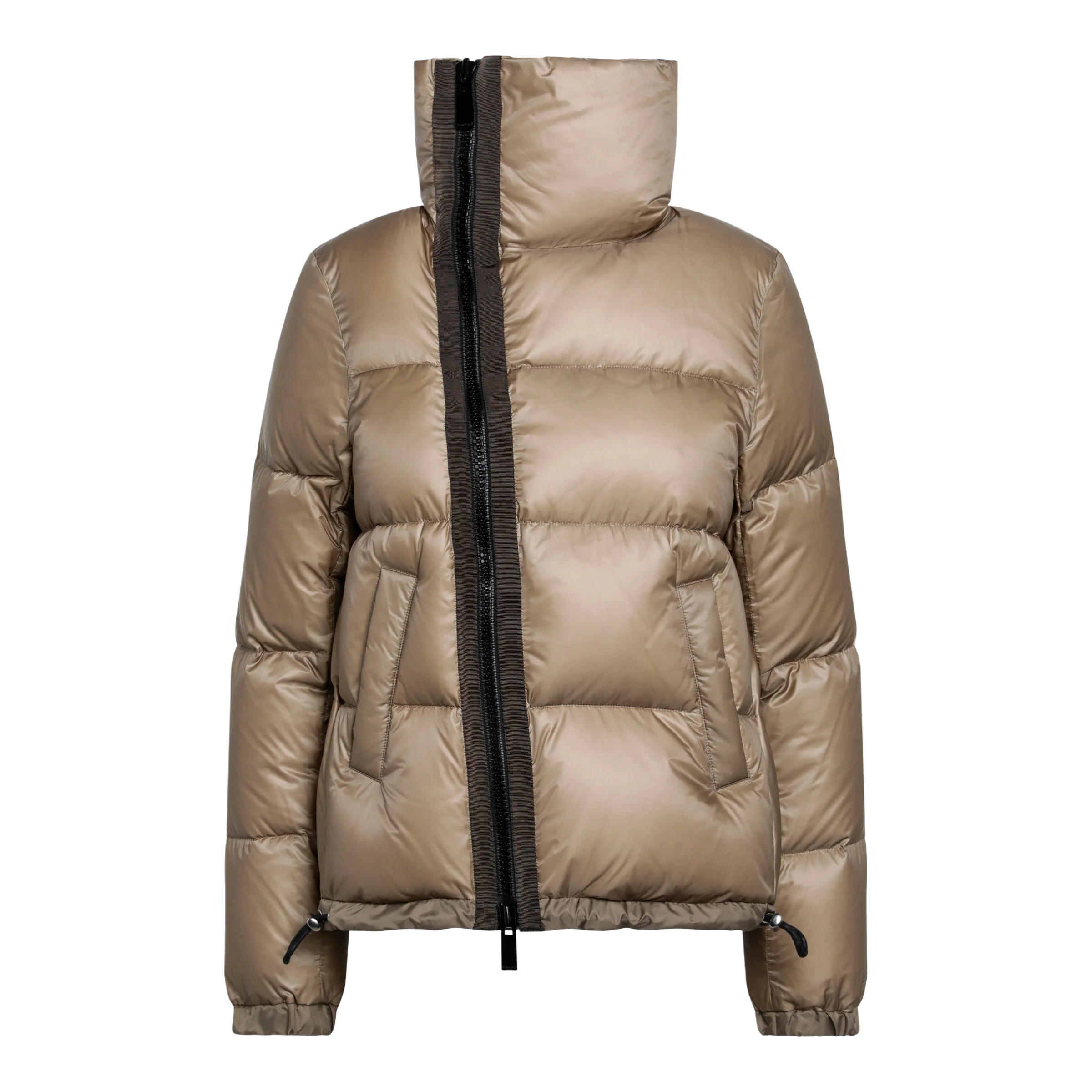 SACAI 베이지 다운 자켓 비대칭 지퍼