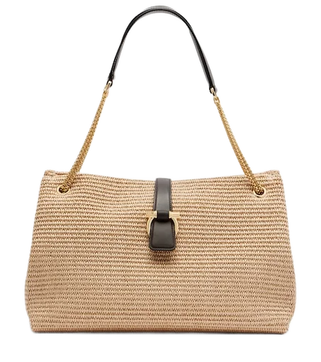 SALVATORE FERRAGAMO 미디엄 라피아 숄더 백