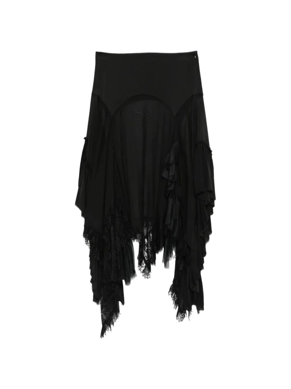 Ann Demeulemeester 레이스 트리밍 러플 스커트