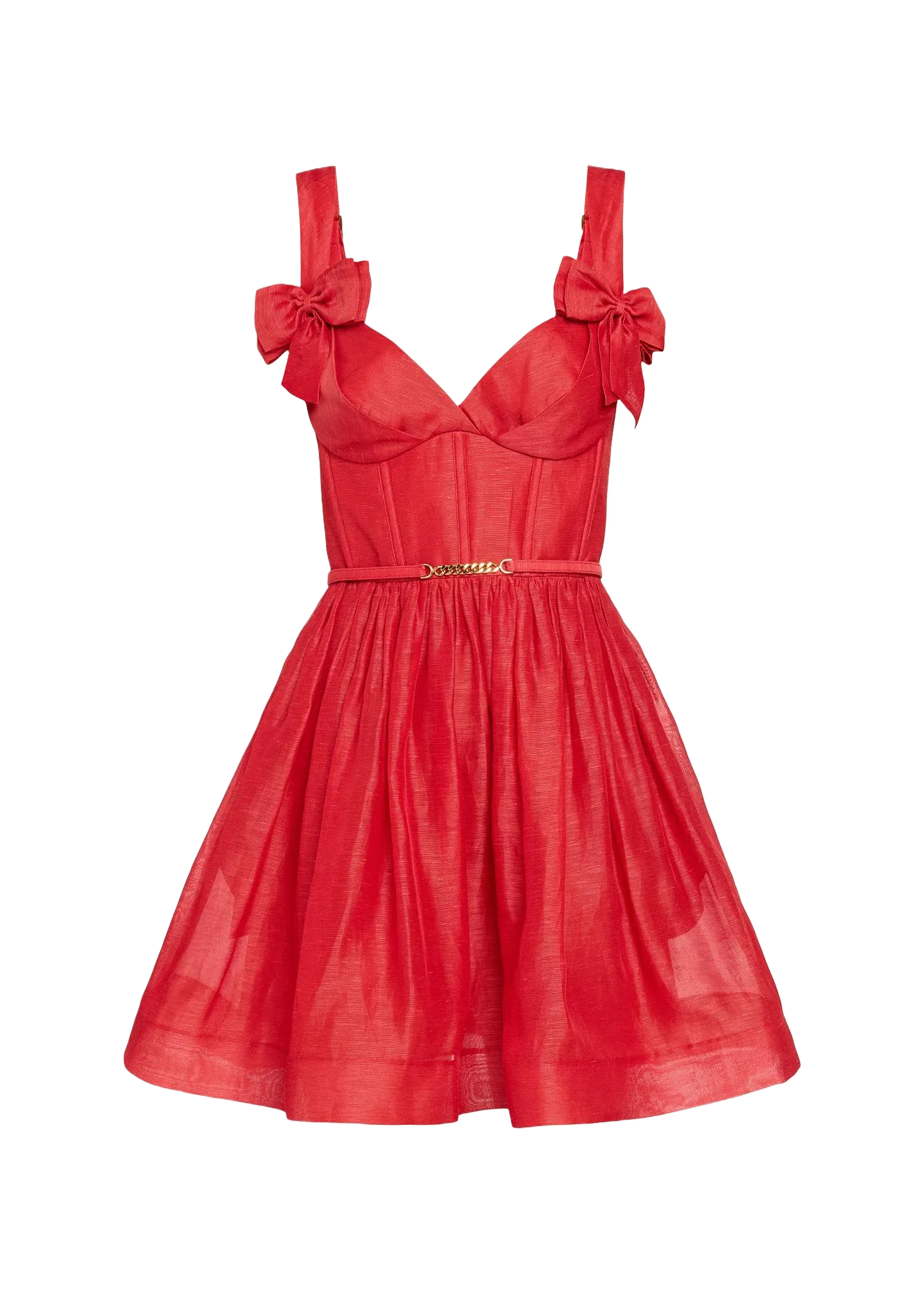 ZIMMERMANN 클래시 프린트 보우 미니 원피스