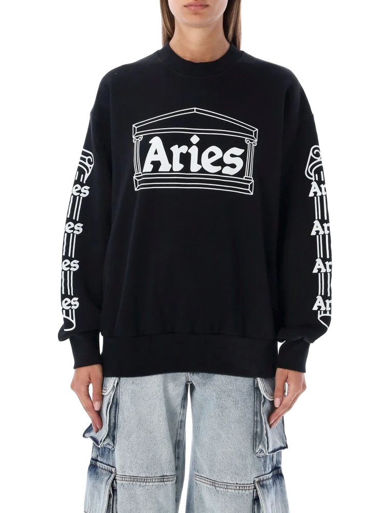 ARIES 로고 프린트 크루넥 맨투맨