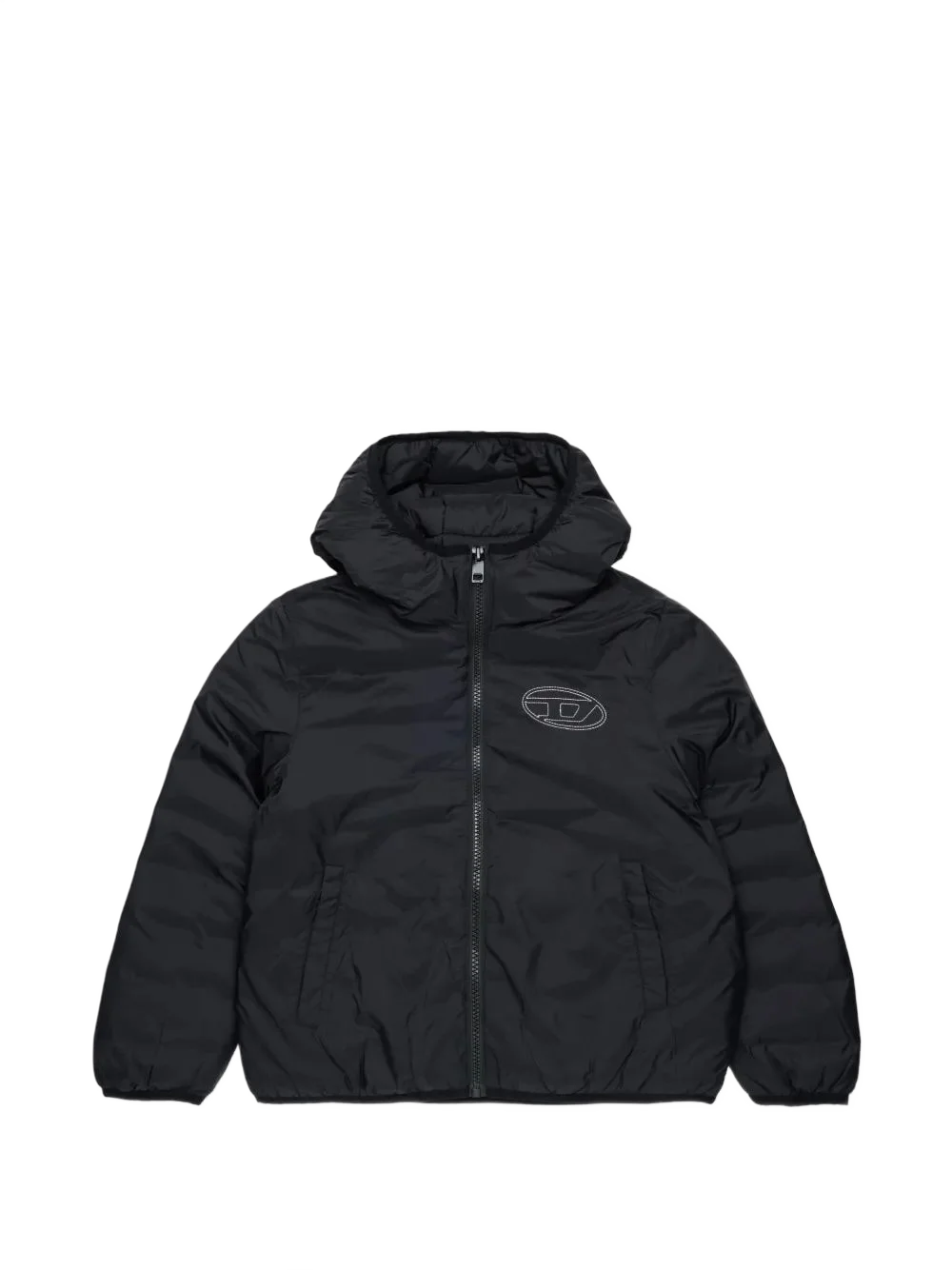 Diesel Kids 오벌 D 로고 자수 패딩 자켓