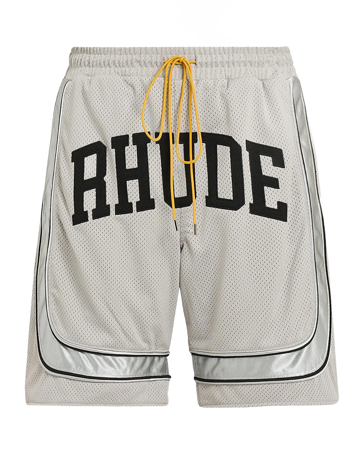 Rhude 남성 배기 메쉬 로고 드로스트링 반바지