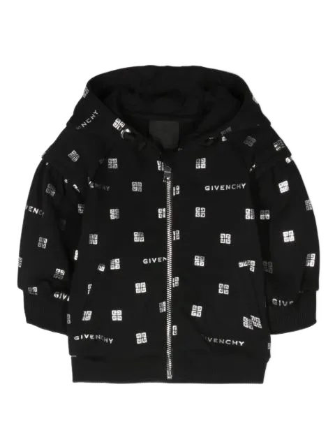 Givenchy Kids 메탈릭 로고 프린트 면 후드티