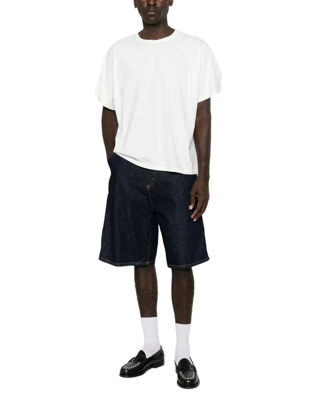 Rhude 로고 자수 래글런 티셔츠
