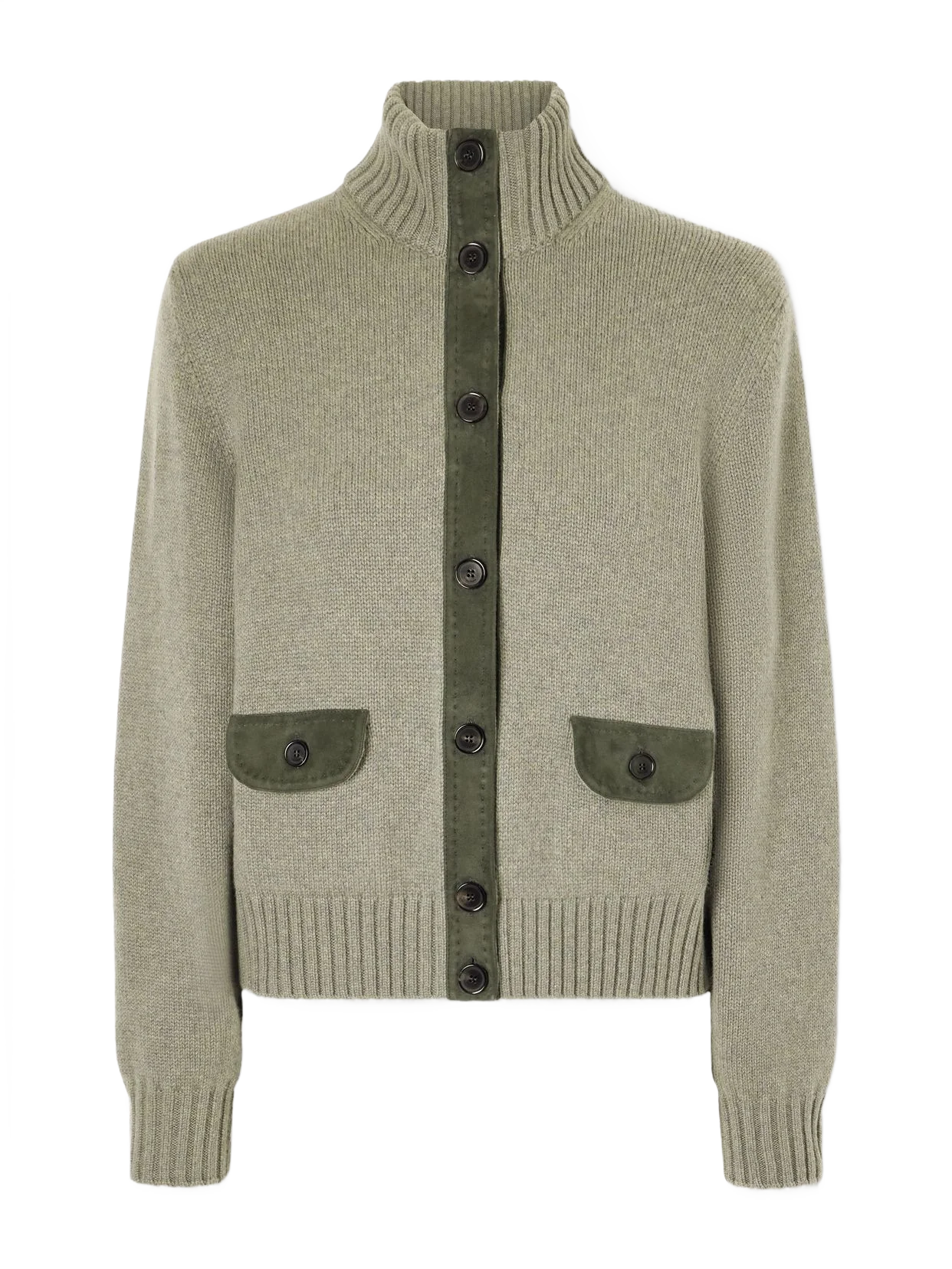 LOROPIANA 파크스빌 스웨이드 트리밍 캐시미어 가디건
