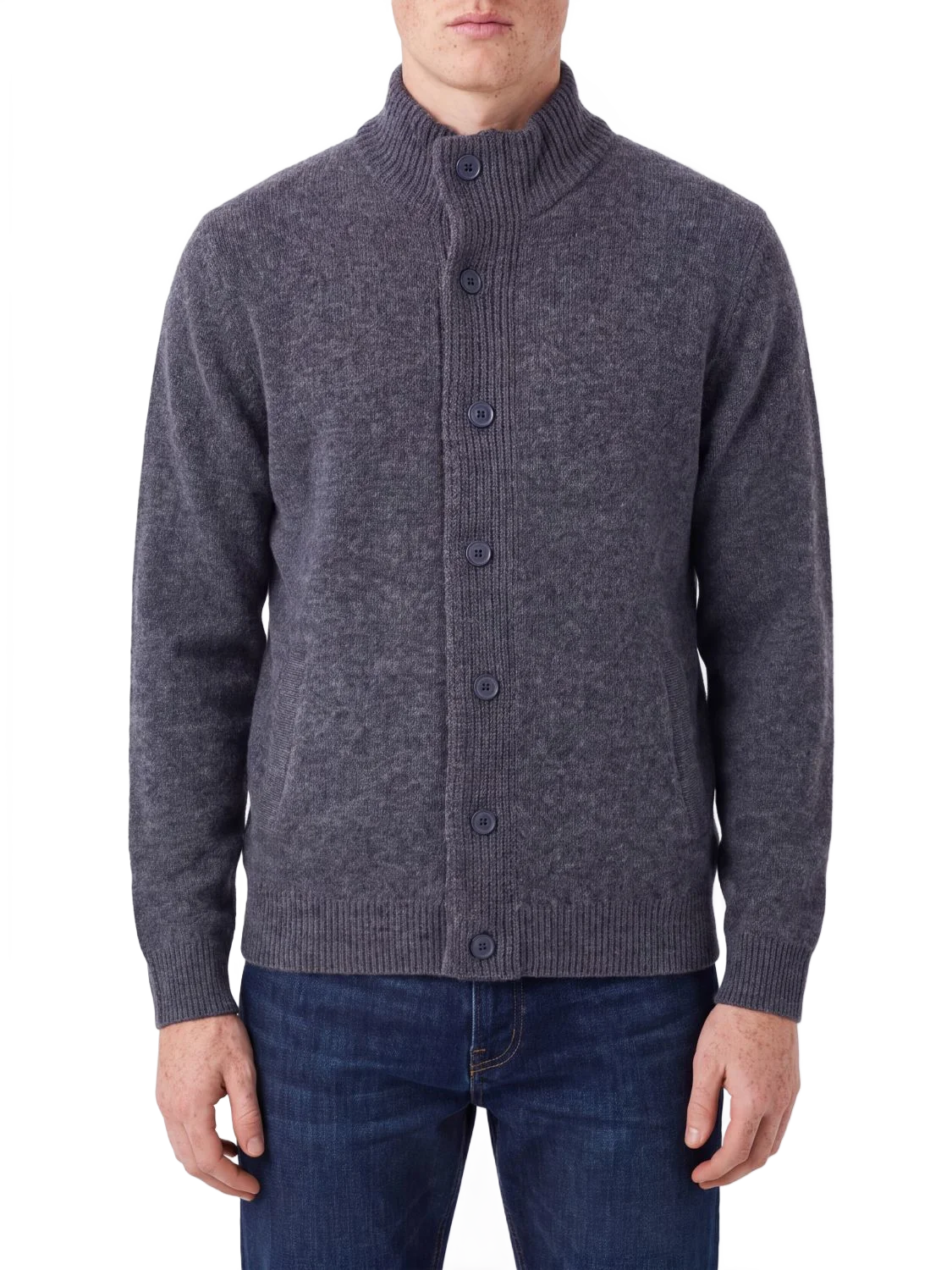 BARBOUR 하이넥 순면 울 가디건 바버 버튼 클로저