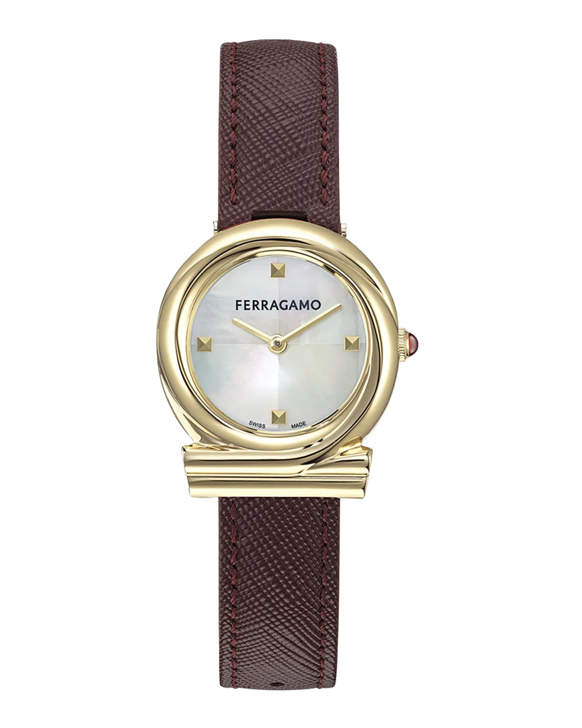 SALVATORE FERRAGAMO 28mm 간치니 트위스트 시계 사피아노 가죽 스트랩