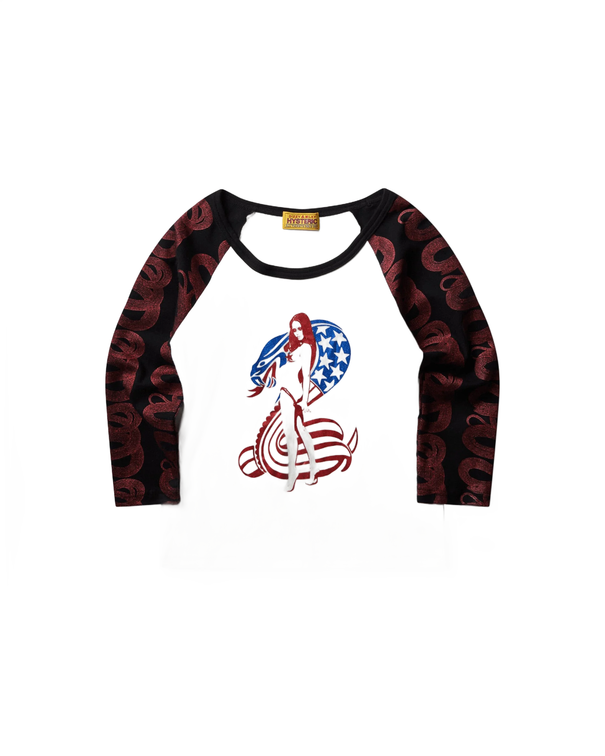 HYSTERIC GLAMOUR 여성 코브라 3/4 슬리브 베이비 티셔츠