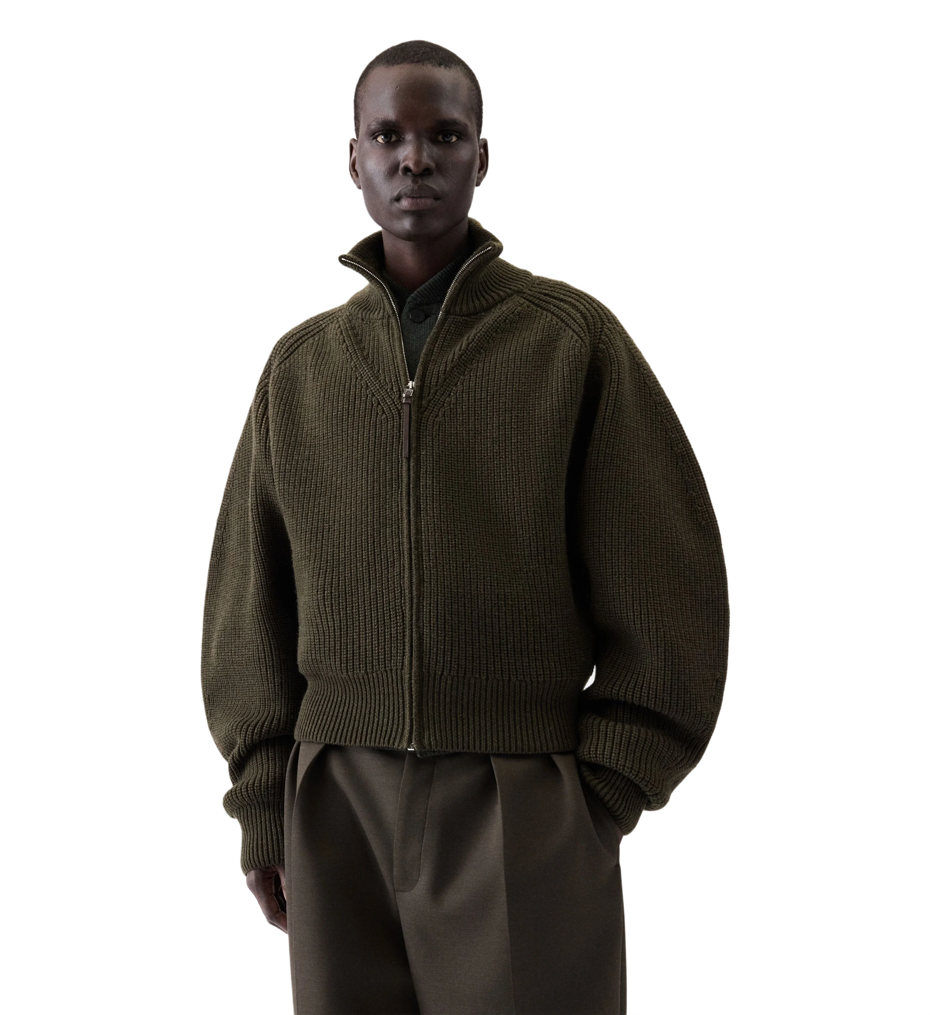 JACQUEMUS 메리노 지퍼 가디건