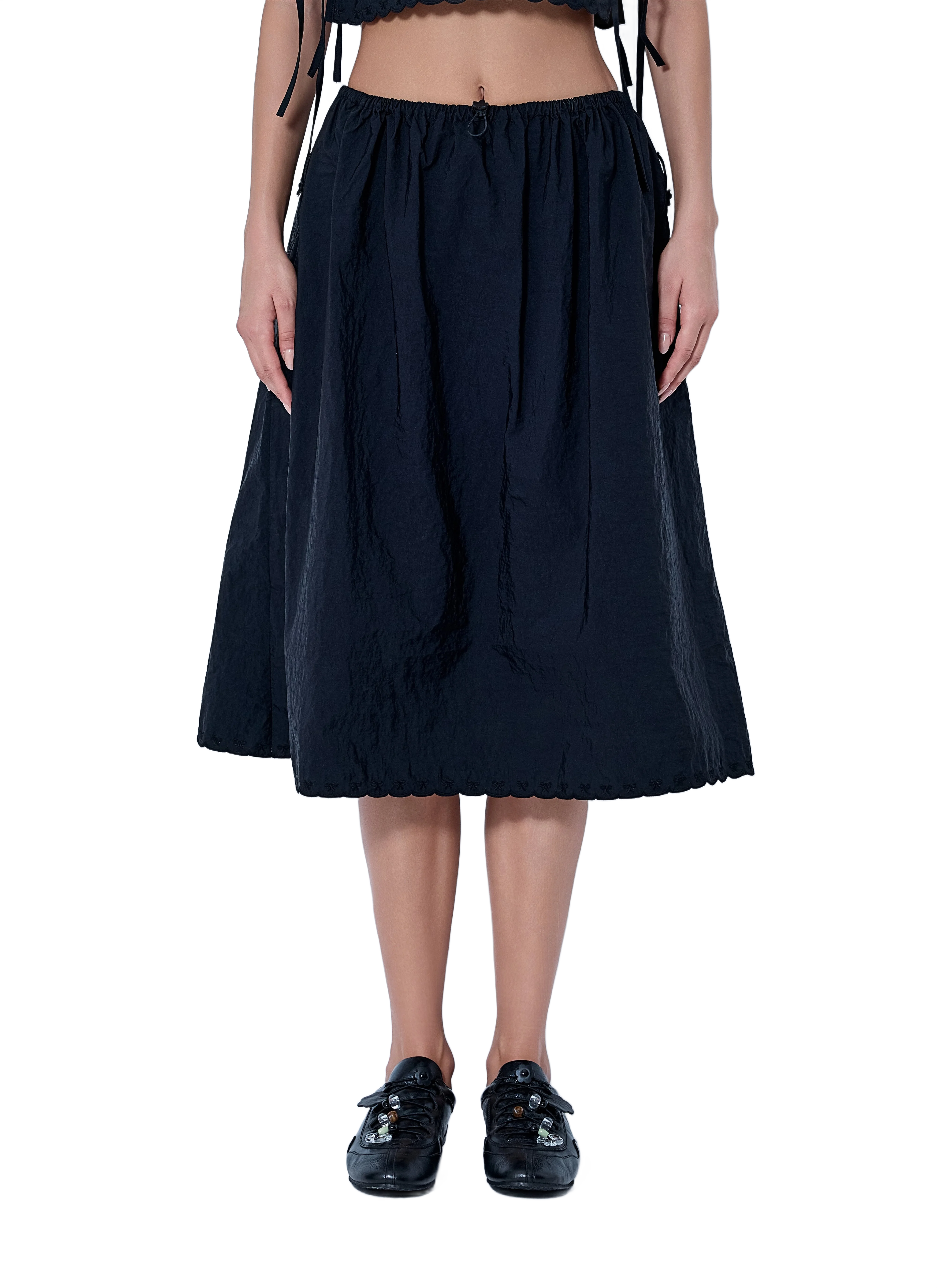 Cecilie bahnsen CBFiella 자수 스카로프 타페타 미디 스커트