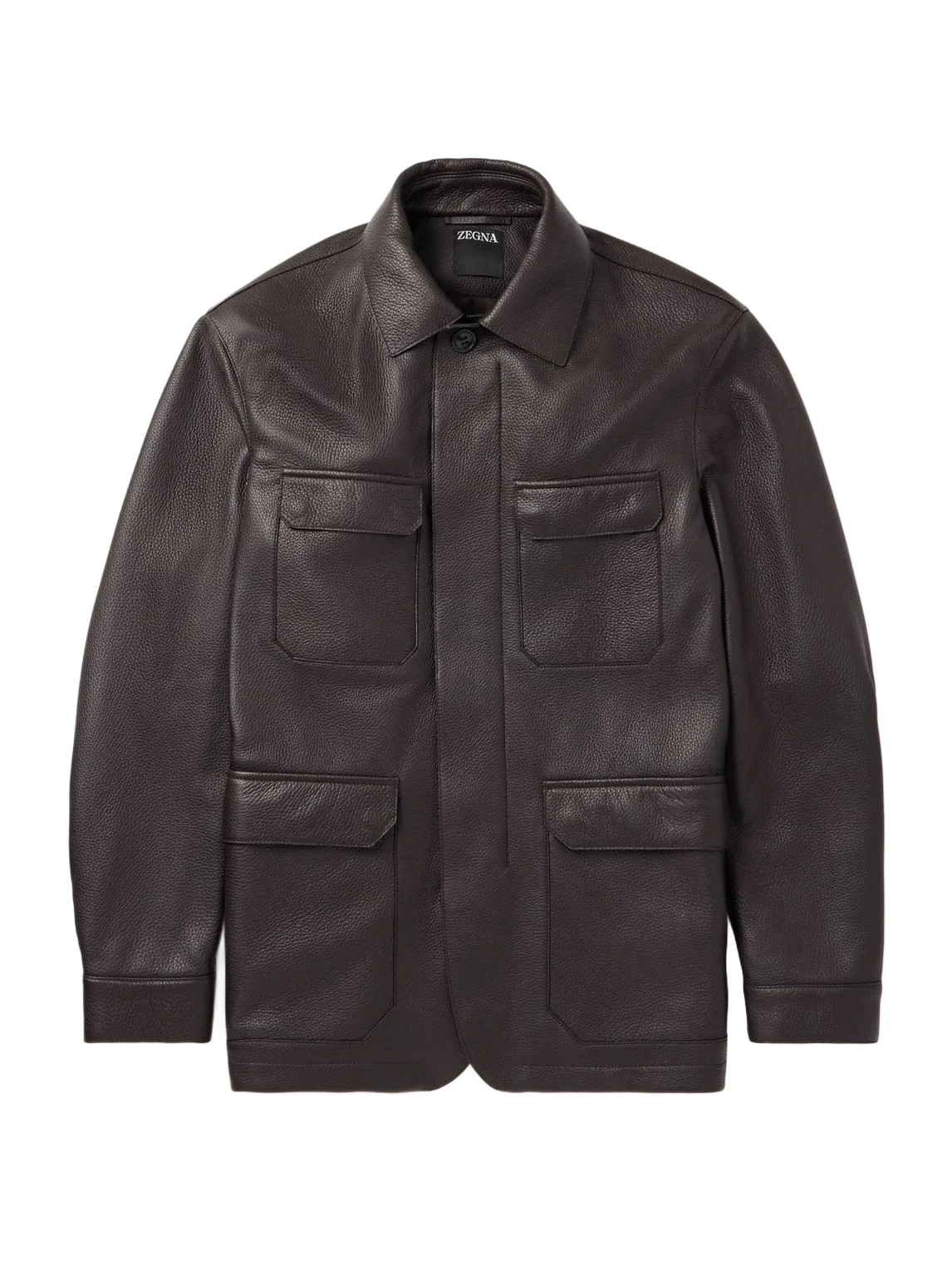 ZEGNA 패딩 풀그레인 가죽 필드 자켓