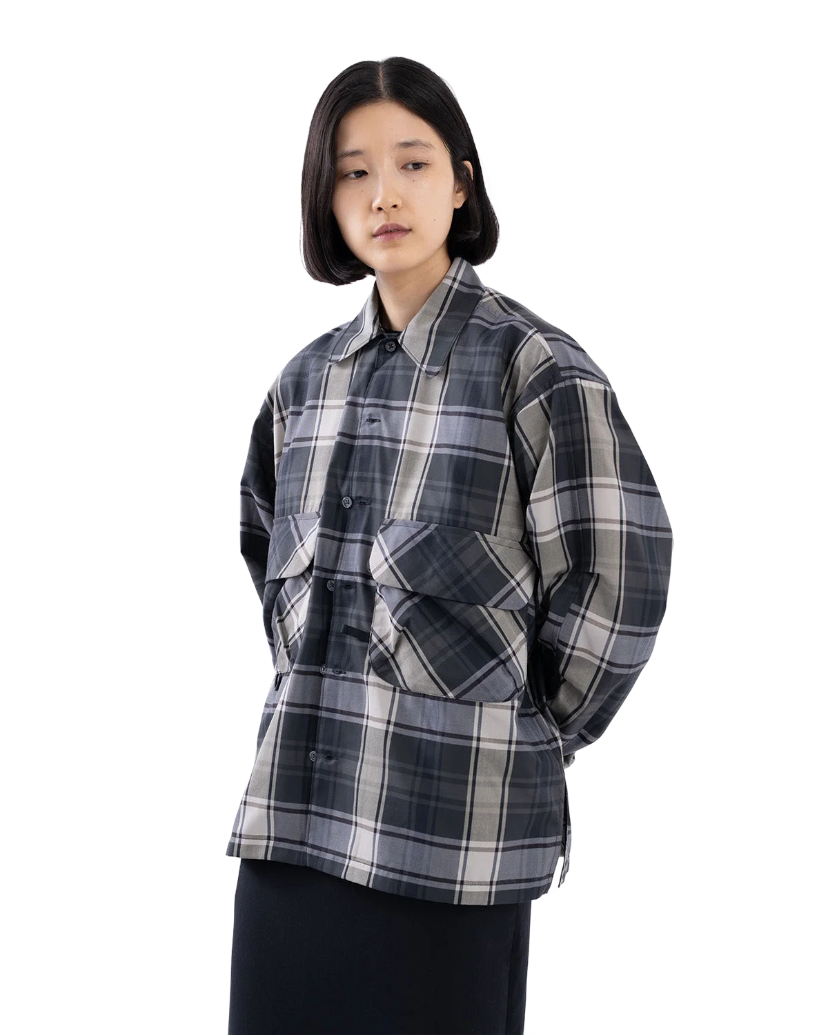 Daiwa Pier39 여성 테크 스포츠 오픈 칼라 셔츠 L/S 빅 타탄