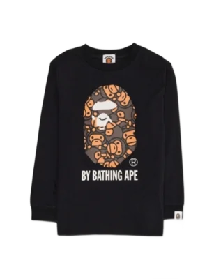 Bape 올 베이비 마일로 롱슬리브 코튼 티셔츠 2-9세