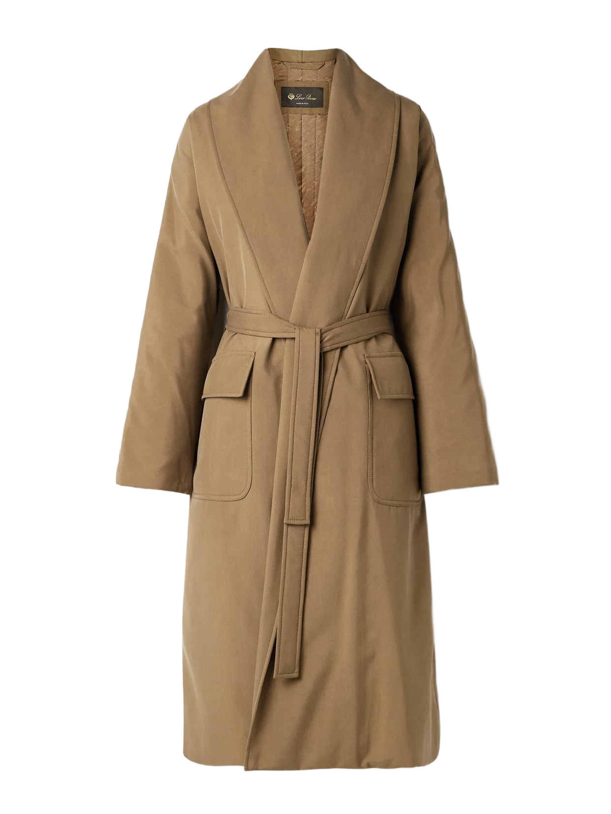 LOROPIANA 드와이트 벨트 실크 코트