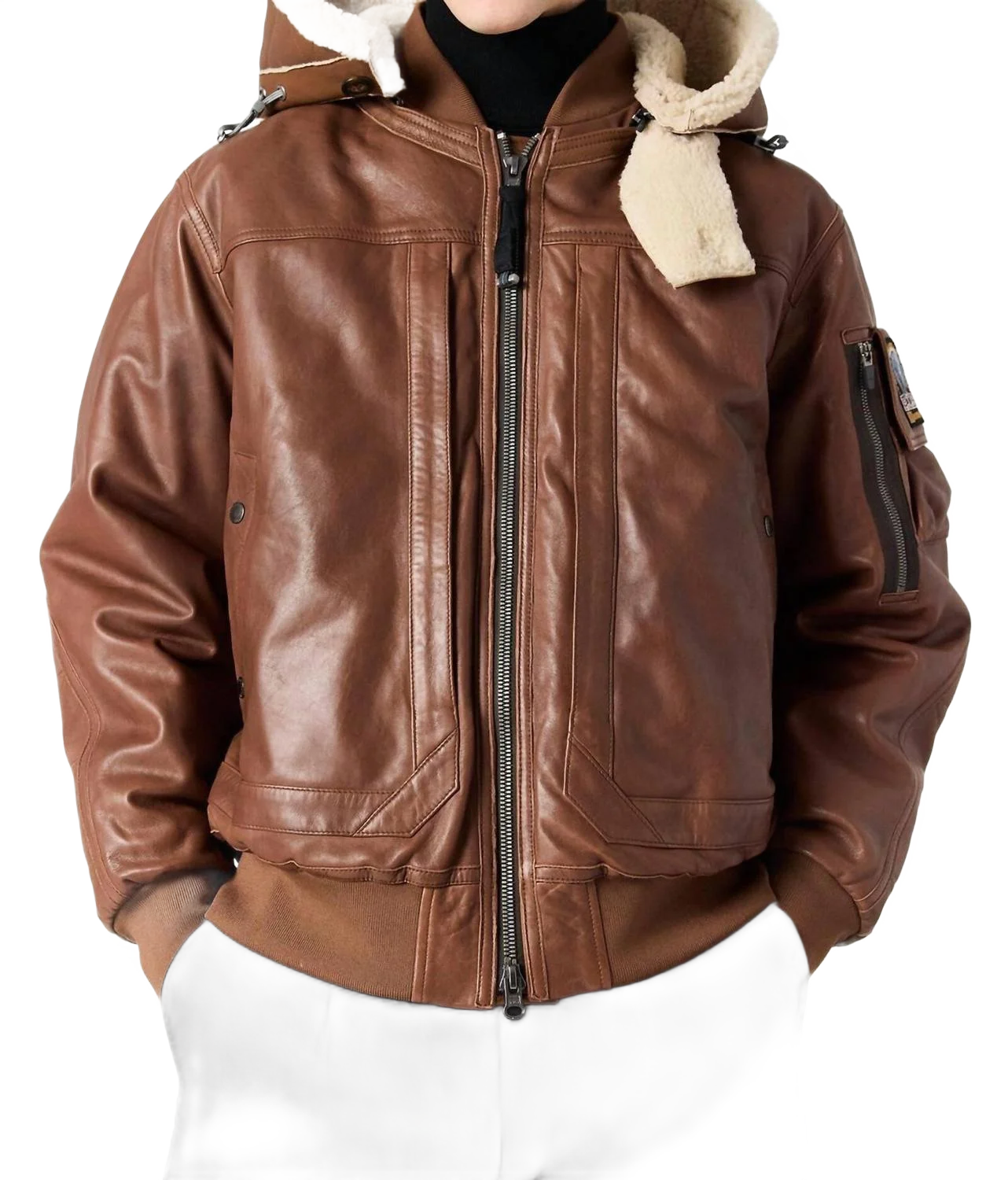 PARAJUMPERS 줄리어스 스페셜 가죽 봄버 자켓 클레이