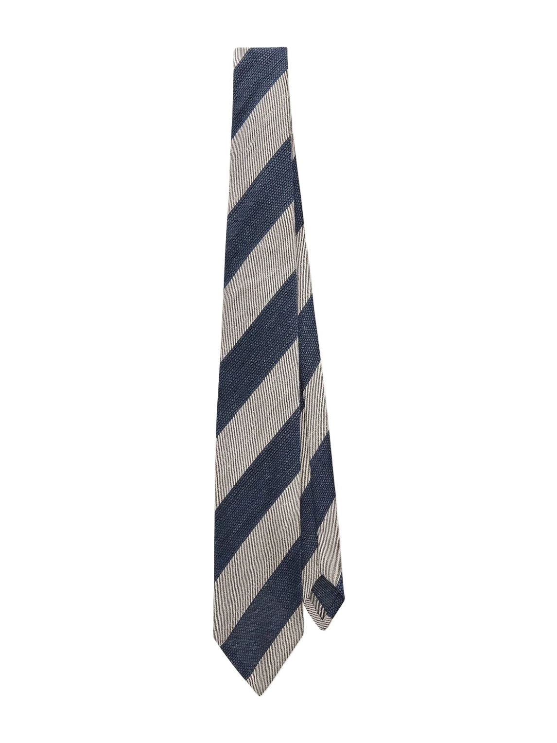 DUNHILL 9.5cm 스트라이프 리넨 및 뽕나무 실크 혼합 자카드 넥타이
