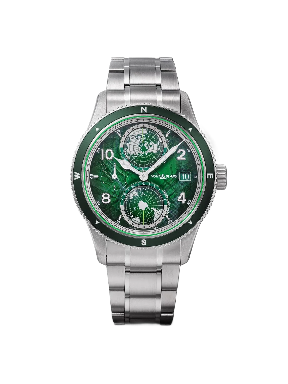 MONTBLANC 1858 지오스피어 0 산소 자동 42mm 교체 가능한 티타늄 세라믹 시계 Ref No 133303