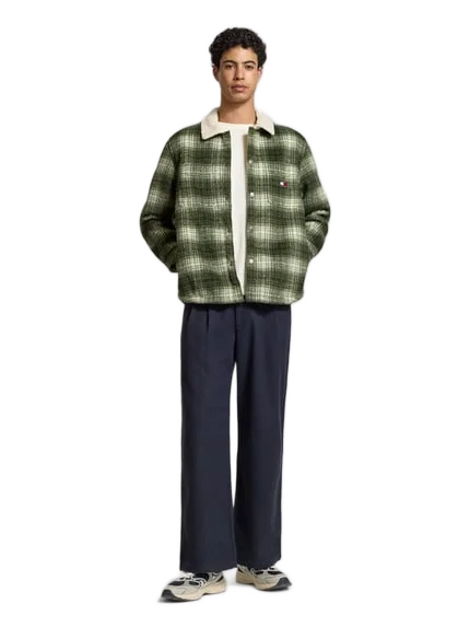 Tommy Jeans 오버사이즈 헴드자케 올리브 패턴