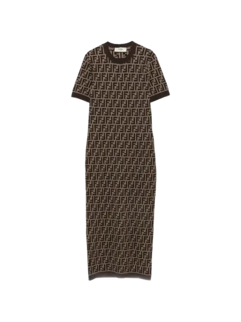 FENDI FF 로고 패턴 미디 드레스
