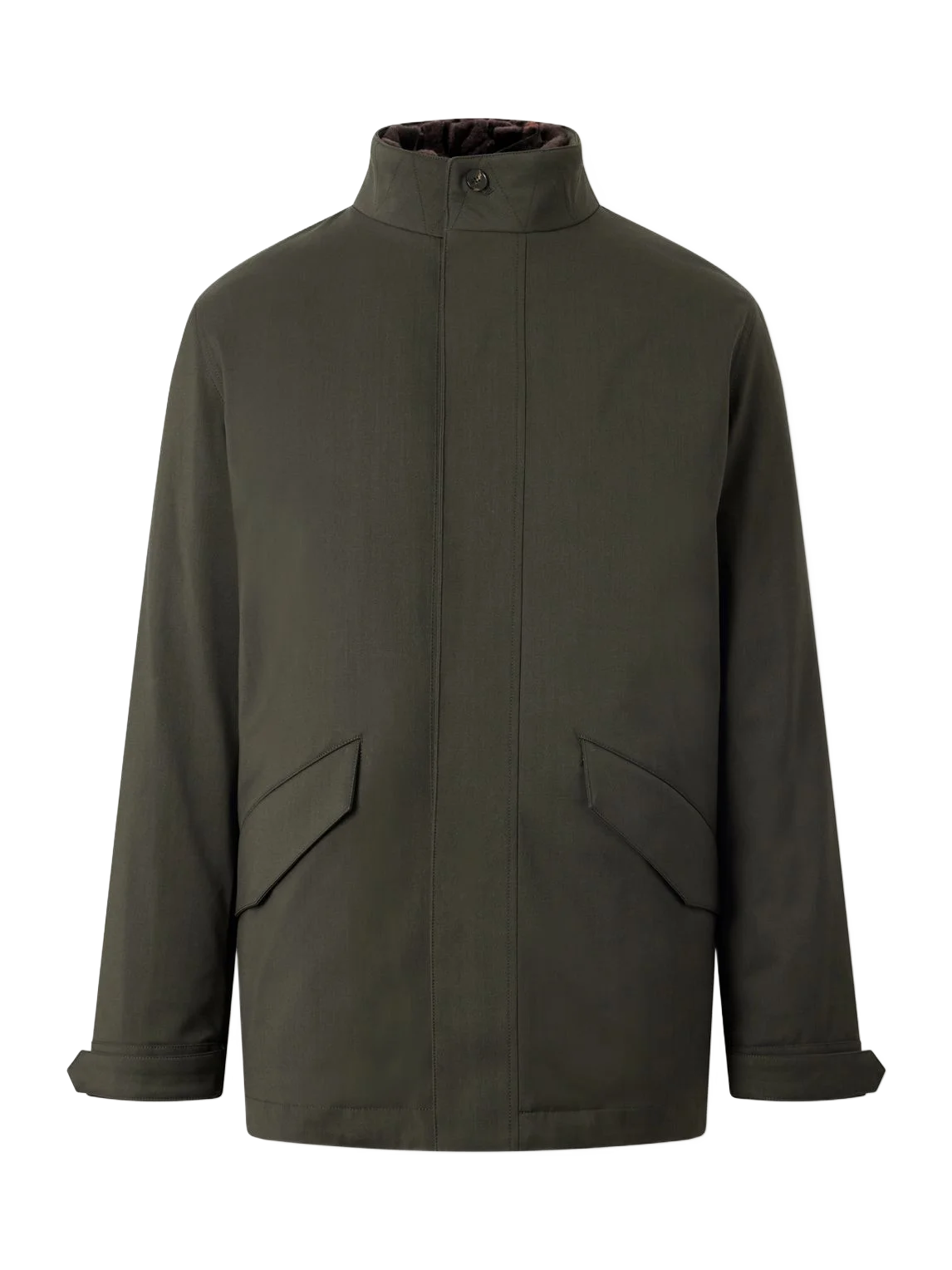 YVES SALOMON 시어링 트리밍 버진 울 가바딘 다운 자켓