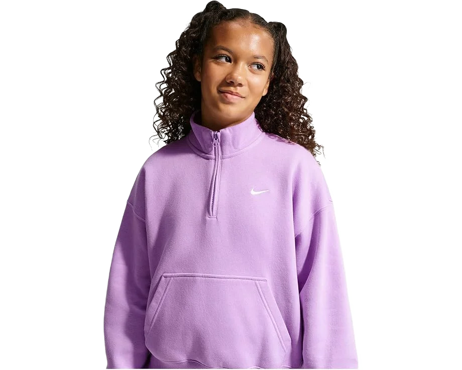 Nike Kids 스포츠웨어 스튜디오 플리스 오버사이즈 1/4 집업 탑