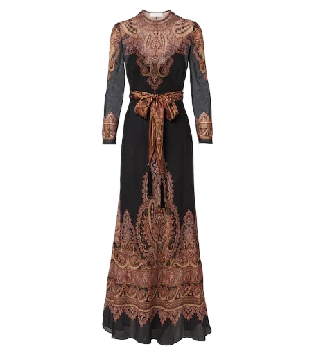 ZIMMERMANN 아센트 페이즐리 린넨 실크 맥시 드레스