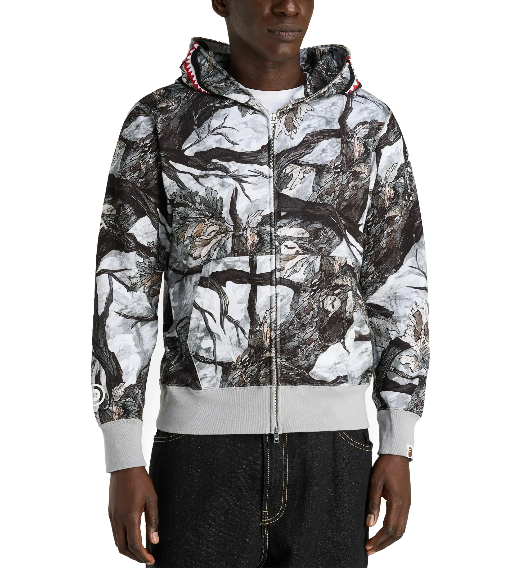 Bape 셔츠 후드 집업 상어 면 인쇄