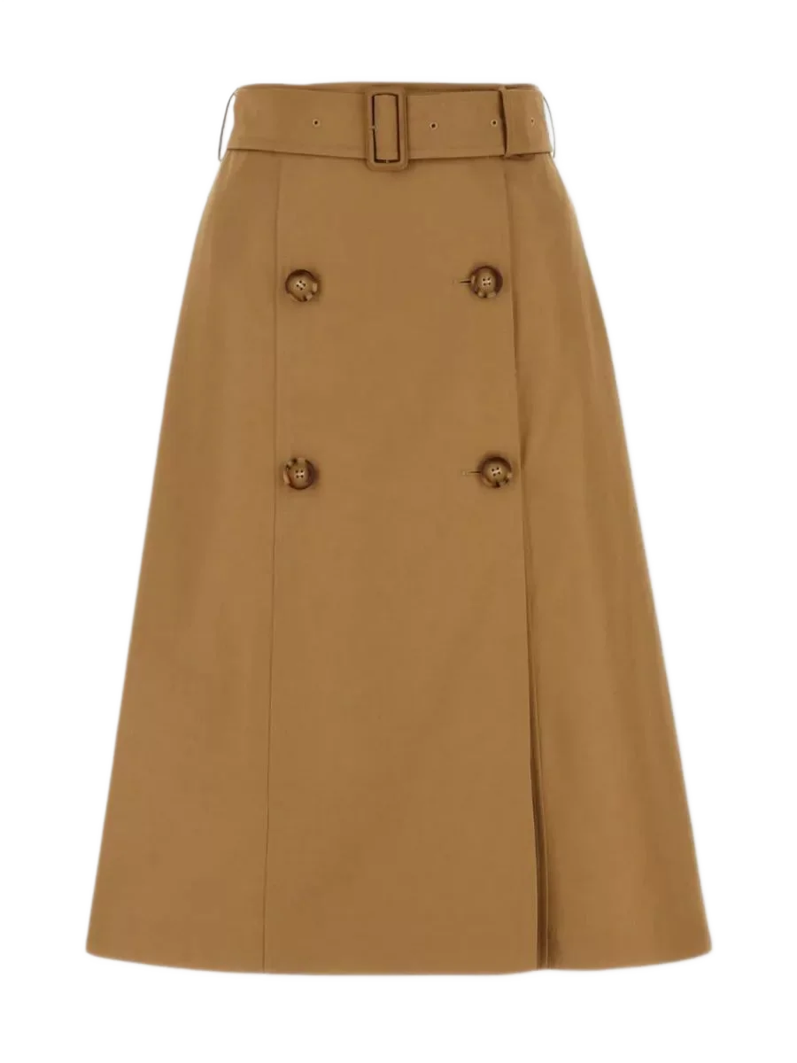 BURBERRY 코튼 트렌치 미디 스커트