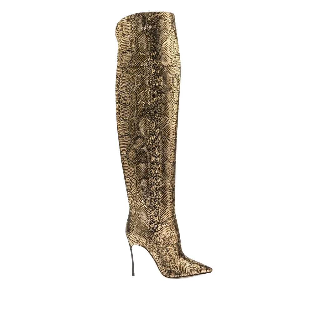 CASADEI 블레이드 골드핑거 오버 더 니 부츠