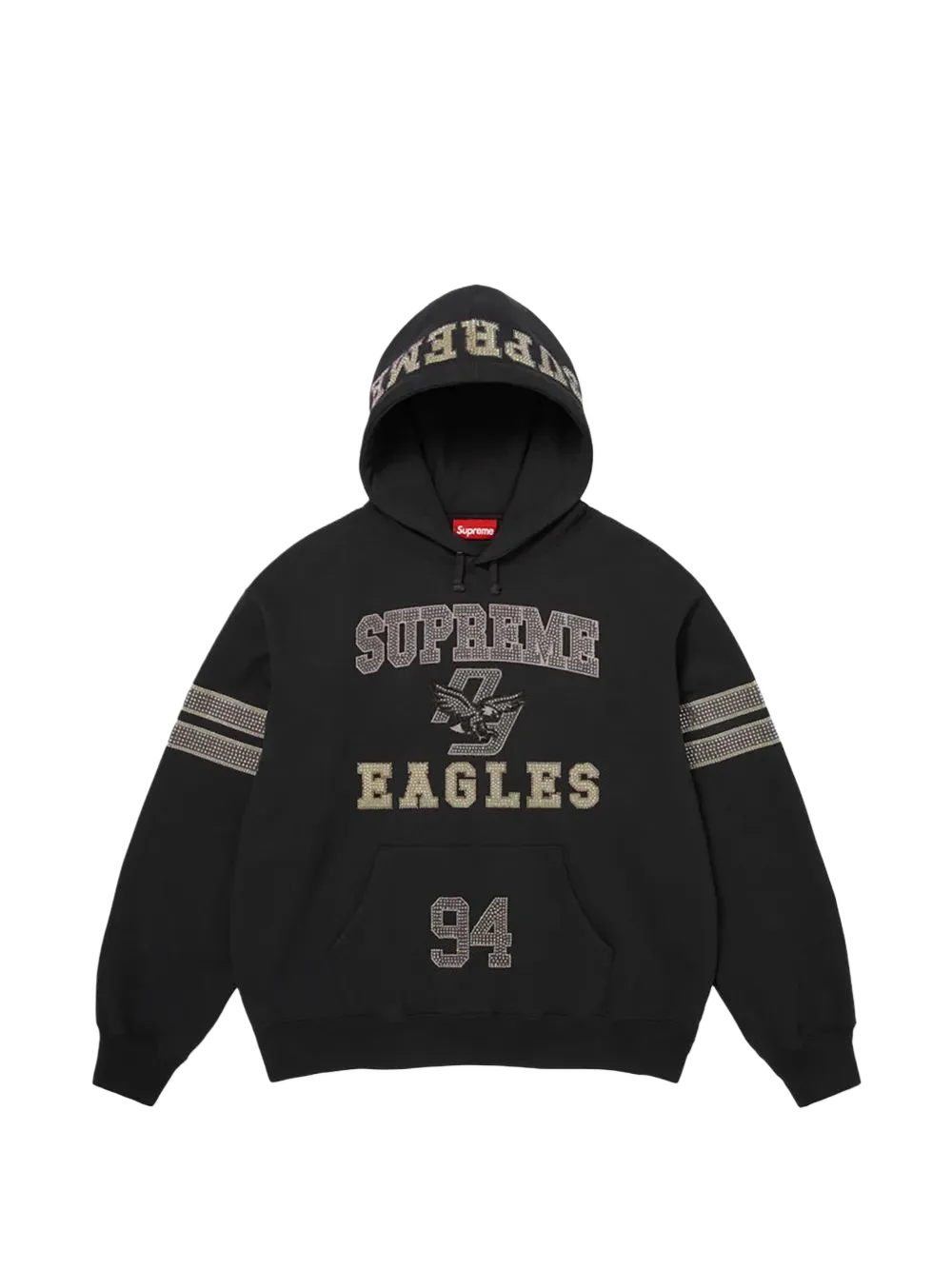 Supreme 라인스톤 장식 후드티